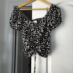 Floral Black and White Women's Top